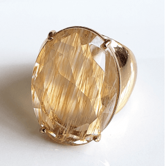 Anel cristal rutilado oval 25x18mm - Modelo Dama