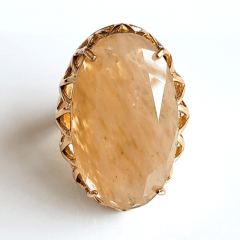 Anel cristal rutilado oval  28x17mm - modelo Iolanda   
