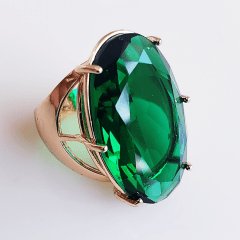 *Anel cristal verde esmeralda 2 oval 30x20mm - Modelo Victoria  