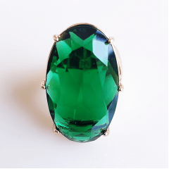 *Anel cristal verde esmeralda 2 oval 30x20mm - Modelo Victoria  