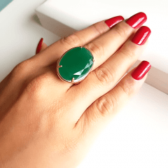 Anel cristal verde esmeralda - 25x18 mm - modelo Louise