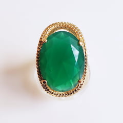 Anel cristal verde esmeralda oval 15x20mm  
