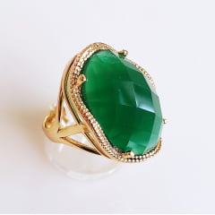 Anel cristal verde esmeralda oval 15x20mm  -1 
