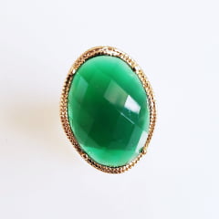 *Anel cristal verde esmeralda oval 15x20mm  -1 