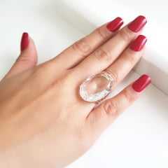 Anel cristal white oval 30x20mm - Modelo Victoria 