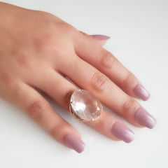 Anel cristal white oval 25x18mm- modelo garra u - numeração pequena  