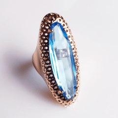 Anel de cristal azul aquamarine - modelo Helô