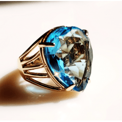 1-Anel de cristal azul  aquamarine - modelo Nicole  