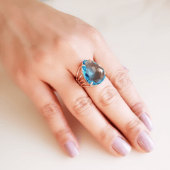 1-Anel de cristal azul  aquamarine - modelo Nicole  