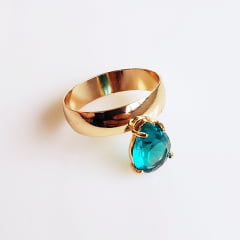 *Anel de cristal verde turmalina 1- banhado a ouro