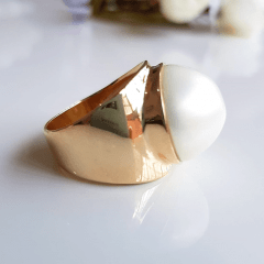 1-Anel pérola shell redonda 