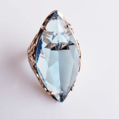 *Anel Ully cristal azul aquamarine- formato navete