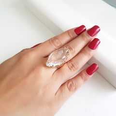Anel Ully cristal white - formato navete 