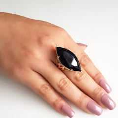 Anel Violette cristal preto ônix - formato navete