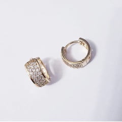 #Brinco argola pequena com zircônias 4- banhado a ouro
