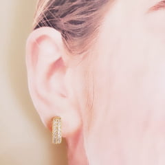 *Brinco argola com zircônias 10- banhado a ouro  