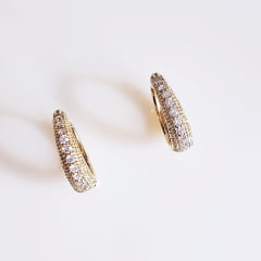 #Brinco argola com zircônias 16- banhado a ouro  