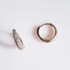 #Brinco argola com zircônias 16- banhado a ouro  