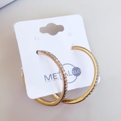 #Brinco argola dourada com zircônias - banhado a ouro