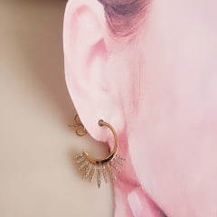 #Brinco argola estilo spike zircônias  - banhado a ouro  