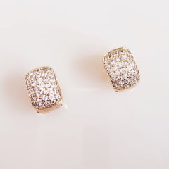 ZERO-Brinco argola pequena com zircônias 1- banhado a ouro 