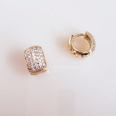 ZERO-Brinco argola pequena com zircônias 1- banhado a ouro 