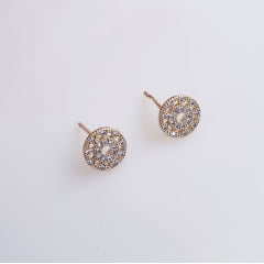 Brinco botão com zirconia - banhado a ouro Brinco botão com zirconia - banhado a ouro