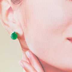 Brinco botão gota de cristal verde esmeralda 10x8mm 