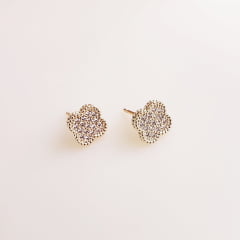 1-Brinco estilo Van Cleef com zircônias - banhado a ouro 