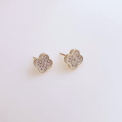 1-Brinco estilo Van Cleef com zircônias - banhado a ouro 