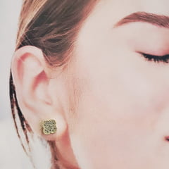 1-Brinco estilo Van Cleef com zircônias - banhado a ouro 