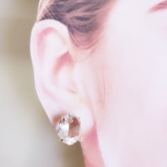 Brinco ear jacket com cristais white - banhado a ouro    