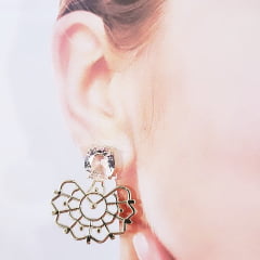 Brinco ear jacket com cristais white - banhado a ouro    