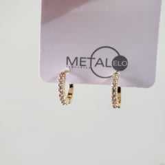 #Brinco de argola - modelo Helena - com zircônias - 13X3mm 