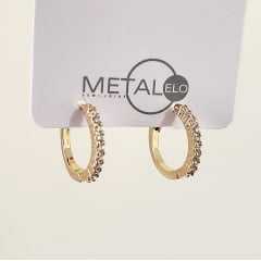 #Brinco de argola - modelo Helena - com zircônias - 13X3mm 