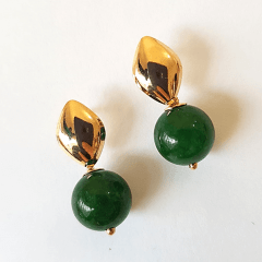 Brinco de bola quartzo verde -10mm