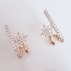 #Brinco ear cuff aros com zircônias 