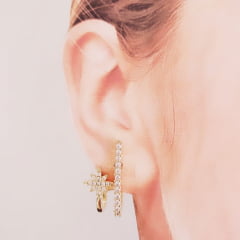 #Brinco ear cuff aros com zircônias 