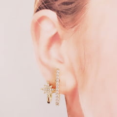 Brinco ear cuff aros com zircônias 