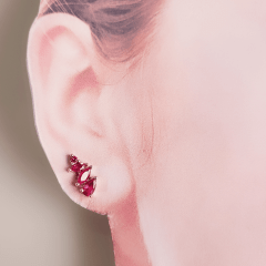 Brinco earcuff de cristais rosa turmalina 1 - banhado a ouro    