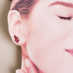 Brinco earcuff de cristais rosa turmalina 1 - banhado a ouro    