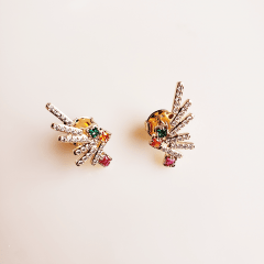 #Brinco earcuff cristais e zircônias coloridas 1 - banhado a ouro  