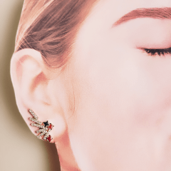 #Brinco earcuff cristais e zircônias coloridas 1 - banhado a ouro  