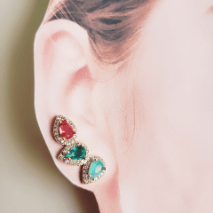 #Brinco earcuff de cristais e zircônias - banhado a ouro 