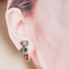 #Brinco earcuff de cristais e zircônias - banhado a ouro 