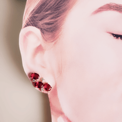 #Brinco earcuff de cristal rosa turmalina e zircônias - banhado a ouro    