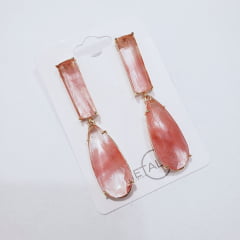 Brinco longo com cristais cherry 1- banhado a ouro   