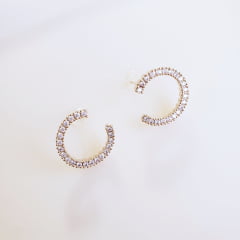 #Brinco Lua com zircônias - banhado a ouro 