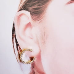 #Brinco Lua com zircônias - banhado a ouro 