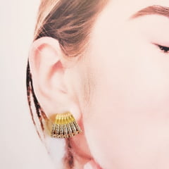 #Brinco meia argola com- banhado a ouro 